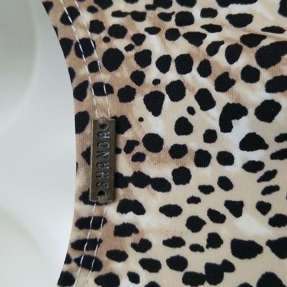 GHANDA Leopard Print One Piece Swimsuit Womens 8 - Picture 6 of 8
